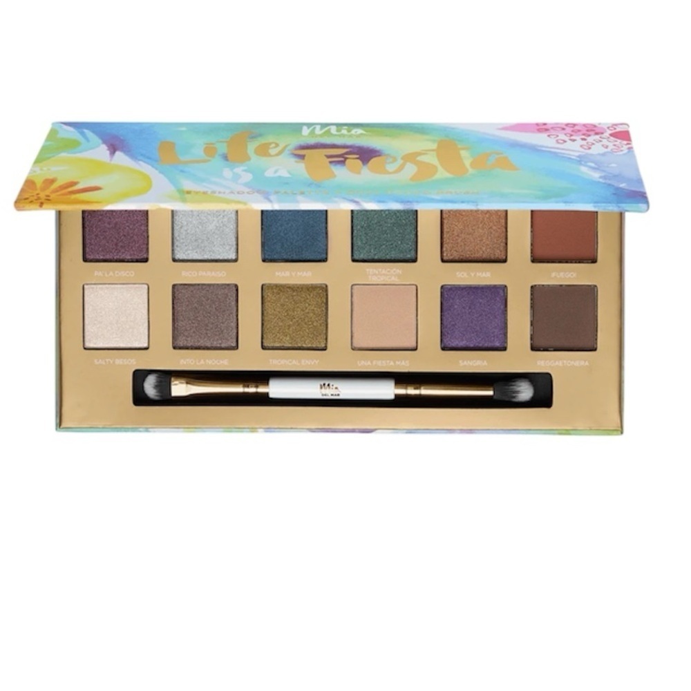 NWT Mia Del Mar Life is a Fiesta Eyeshadow Palette + Dual Ended‎ Brush